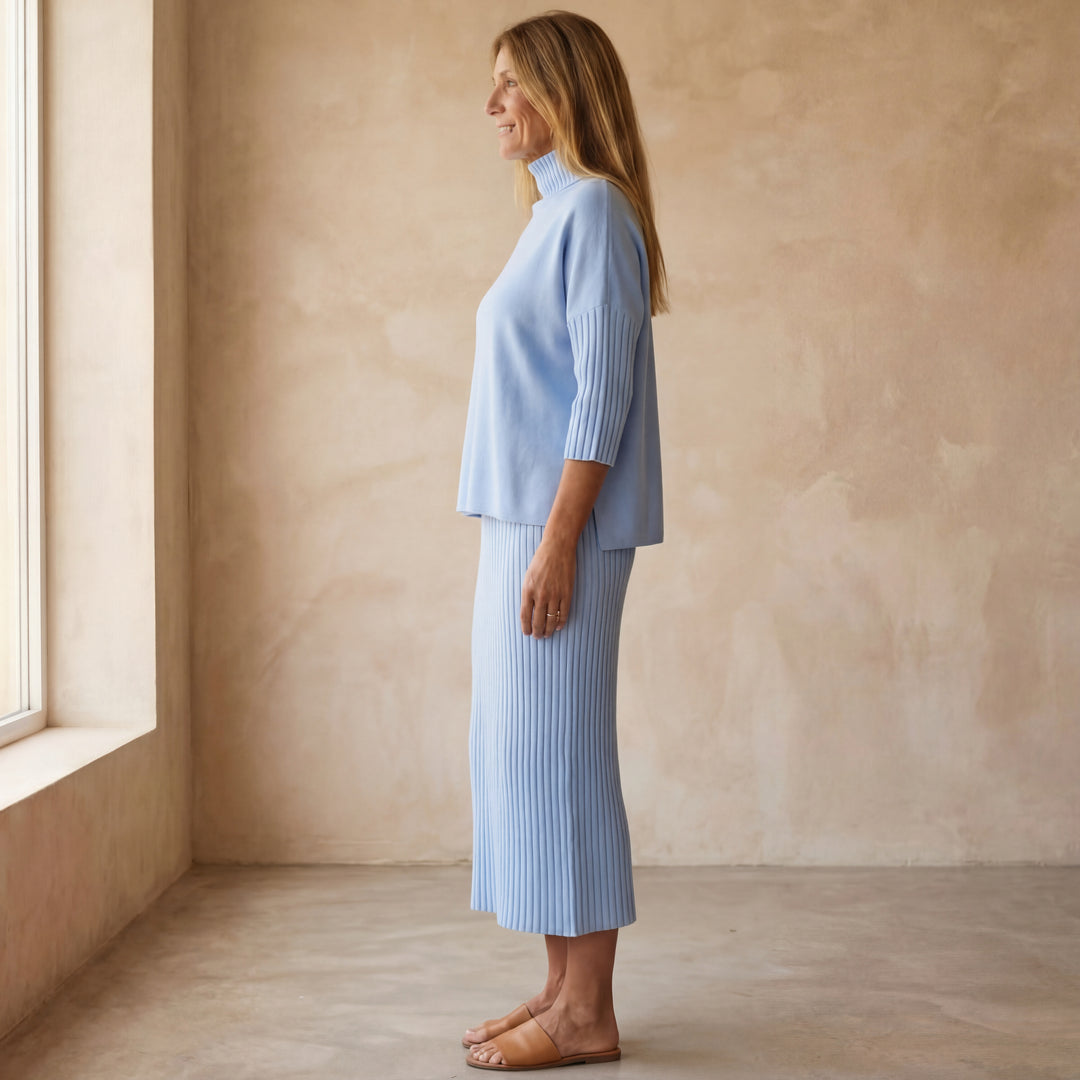 DEBARA - KNITTED SET WITH RIBBED SKIRT