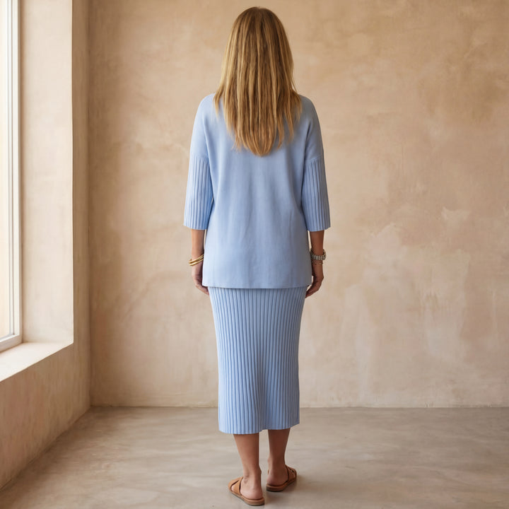 DEBARA - KNITTED SET WITH RIBBED SKIRT