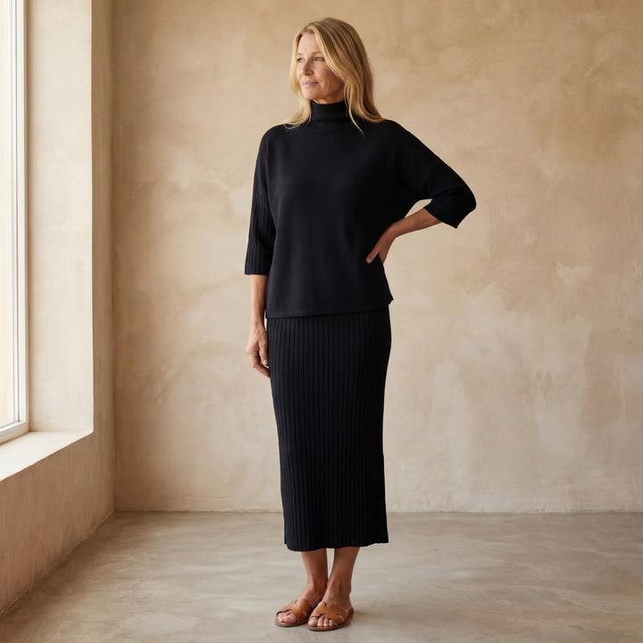 DEBARA - KNITTED SET WITH RIBBED SKIRT