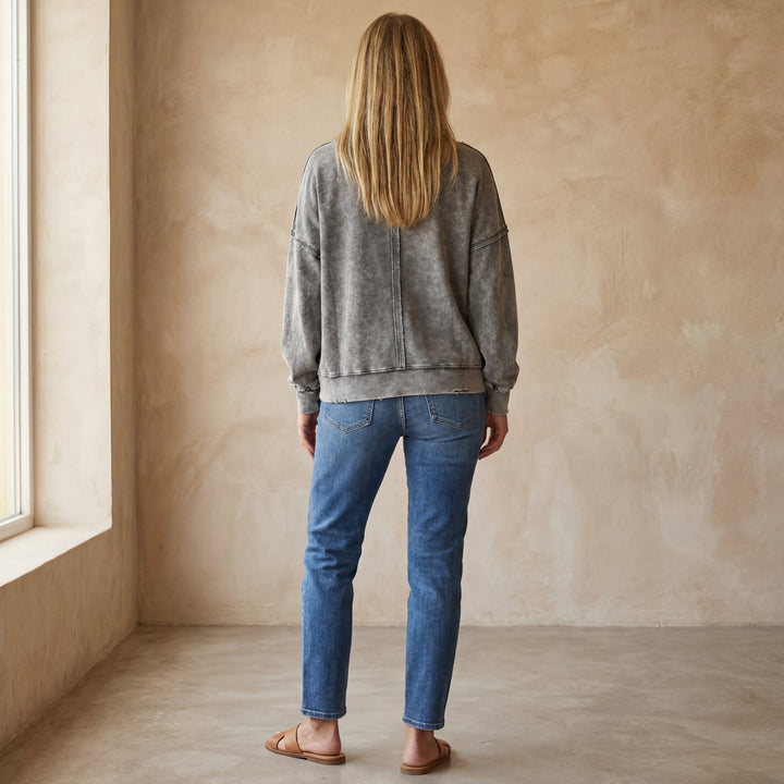 ARIEL - French Terry Acid Wash Pullover