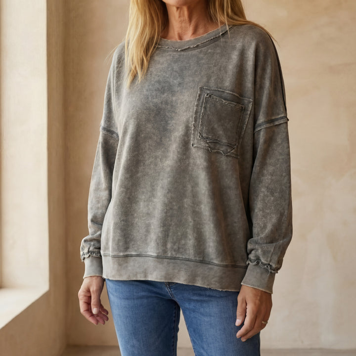 ARIEL - French Terry Acid Wash Pullover
