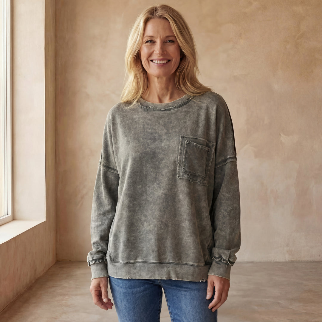 ARIEL - French Terry Acid Wash Pullover