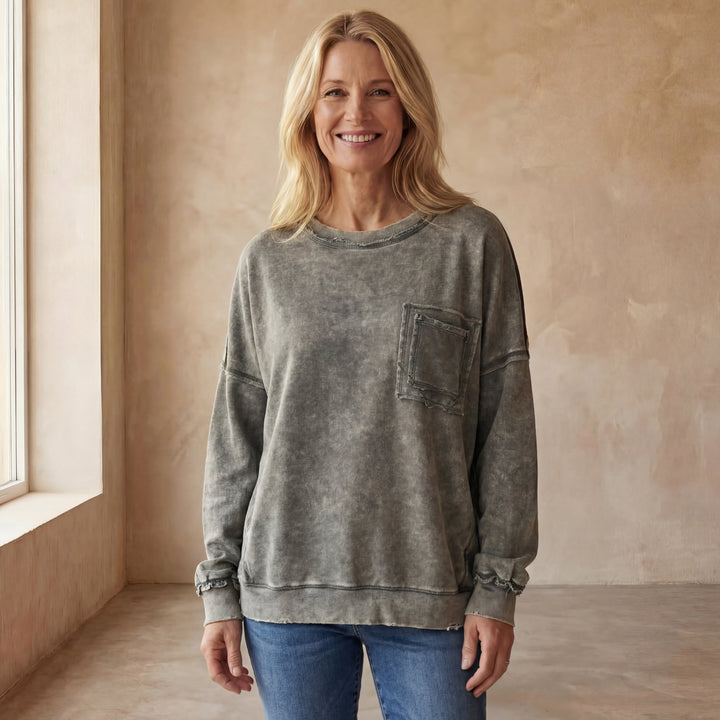 ARIEL - French Terry Acid Wash Pullover