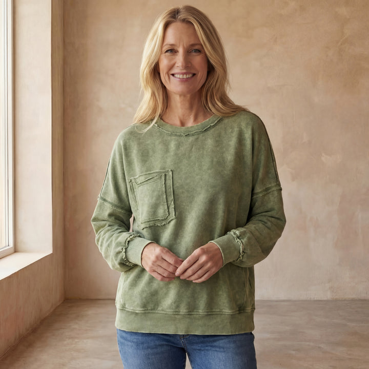 ARIEL - French Terry Acid Wash Pullover