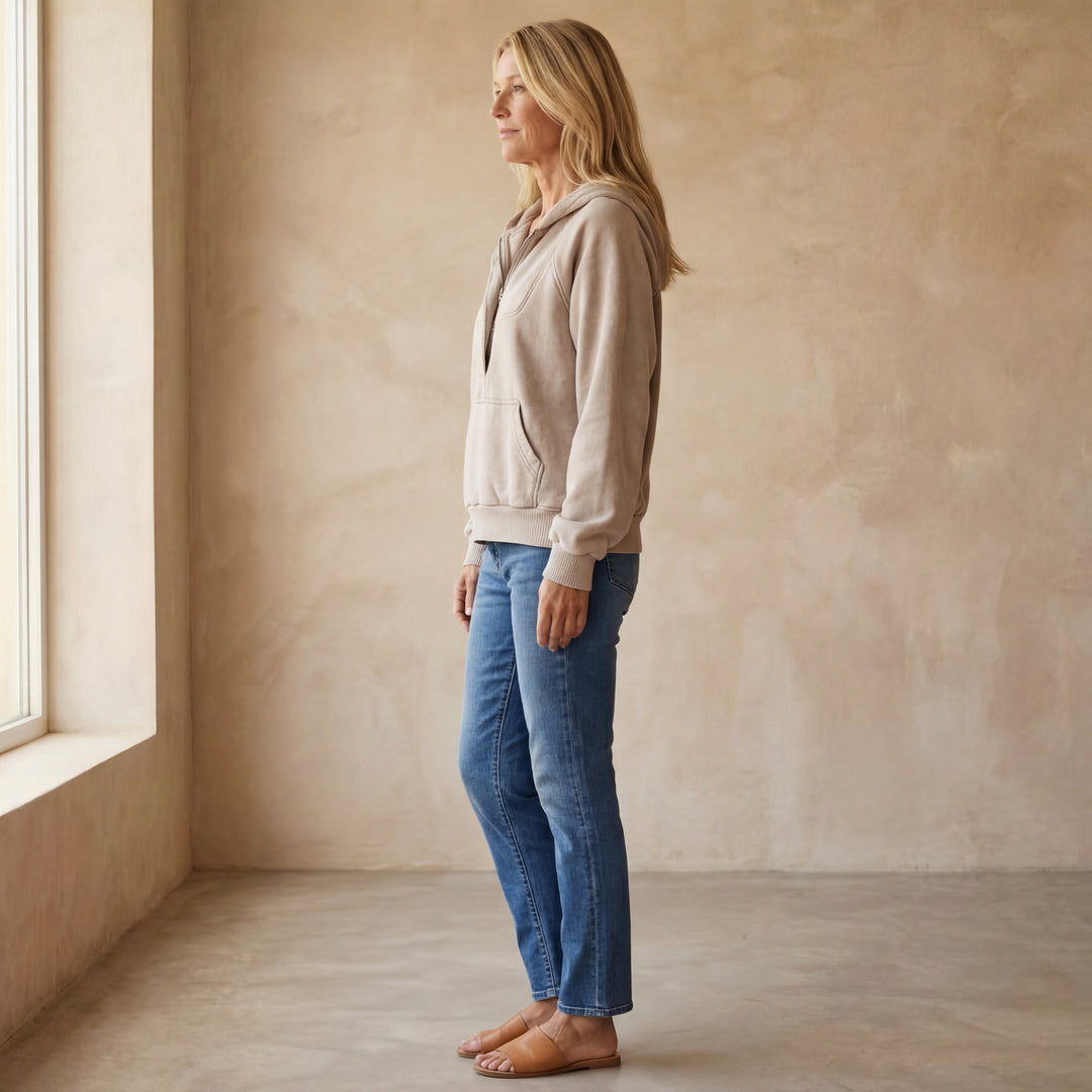 NALAS - Zip Henley Acid Wash Fleece Hoodie