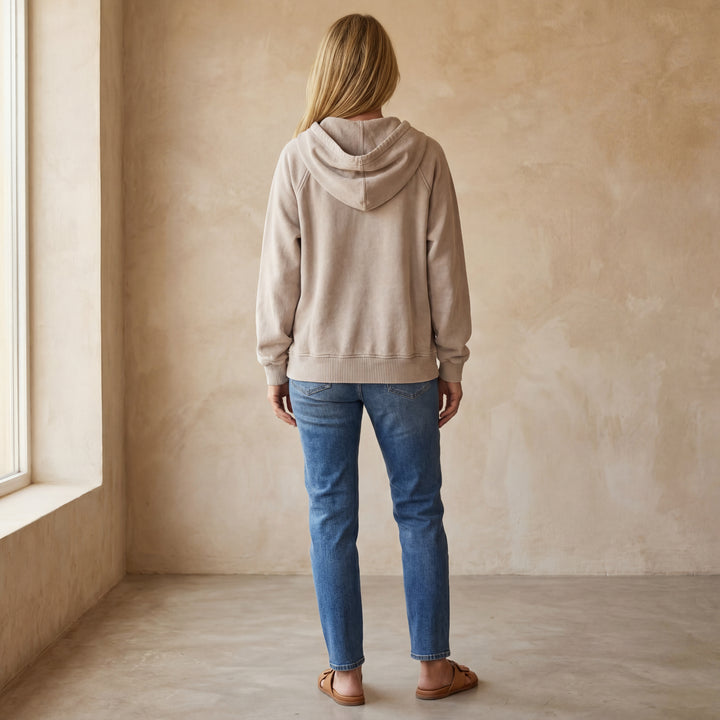 NALAS - Zip Henley Acid Wash Fleece Hoodie