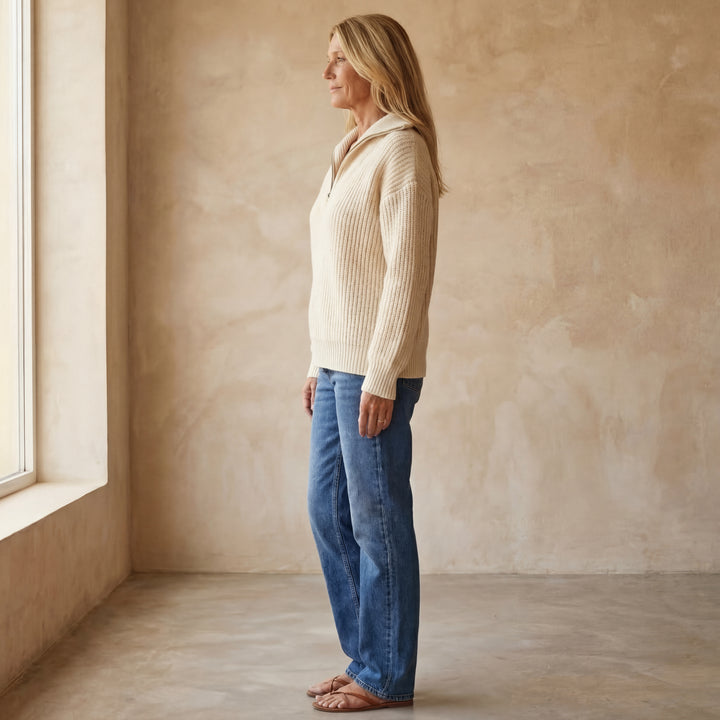 MERANA - CASHMERE QUARTER ZIP SWEATER