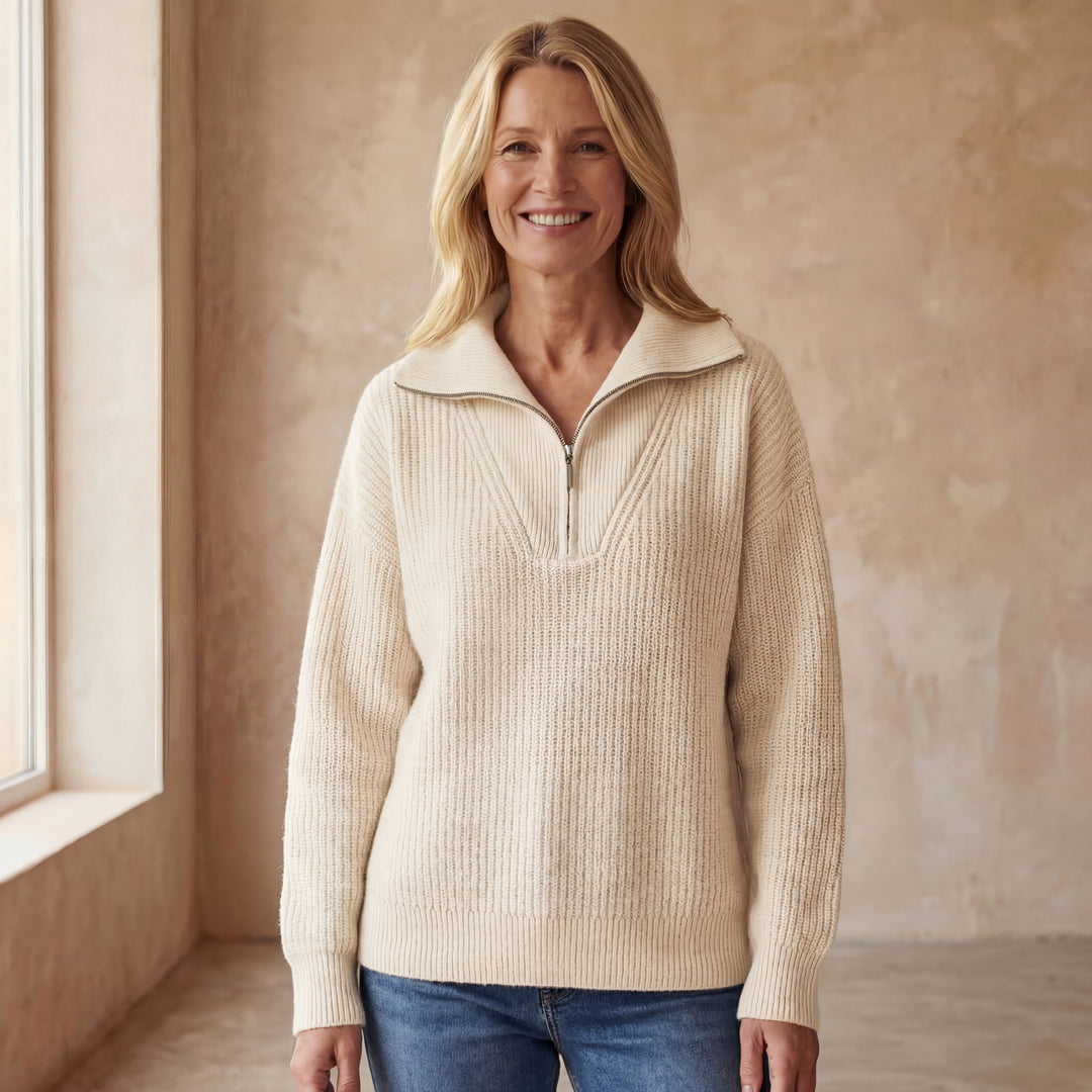 MERANA - CASHMERE QUARTER ZIP SWEATER