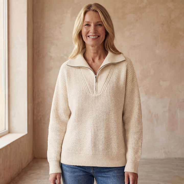 MERANA - CASHMERE QUARTER ZIP SWEATER