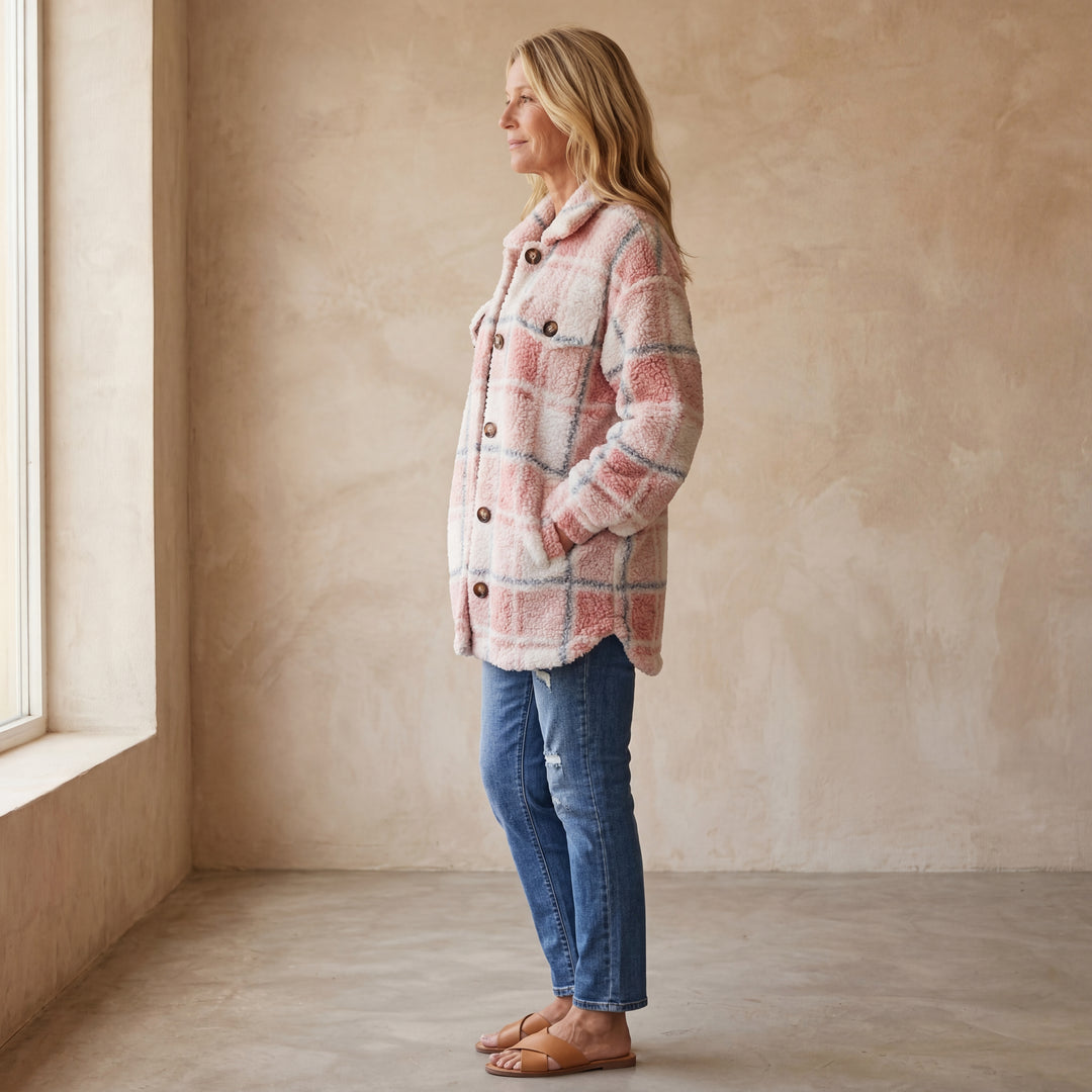 ELINARA - Polar Fleece Plaid Jacket
