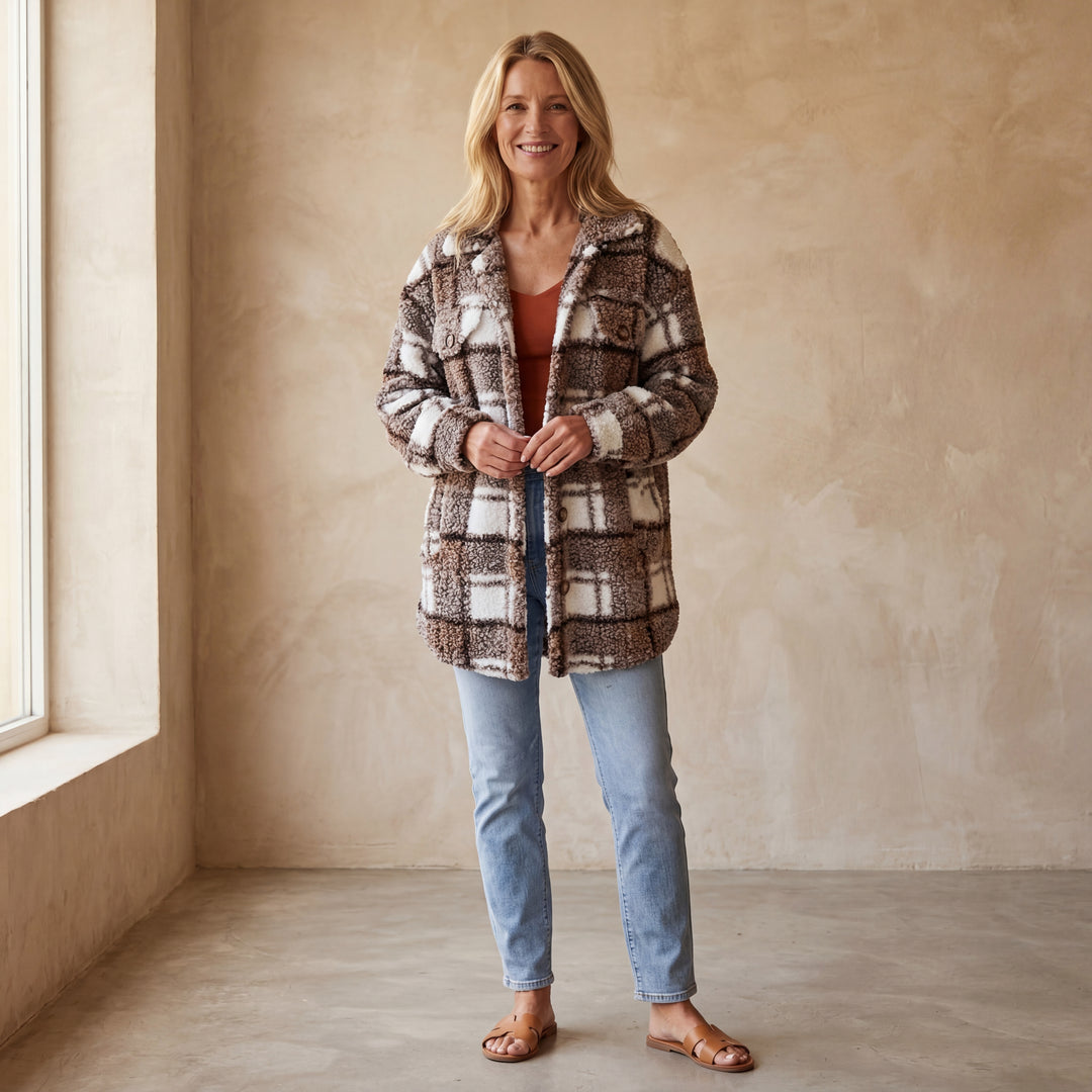 ELINARA - Polar Fleece Plaid Jacket