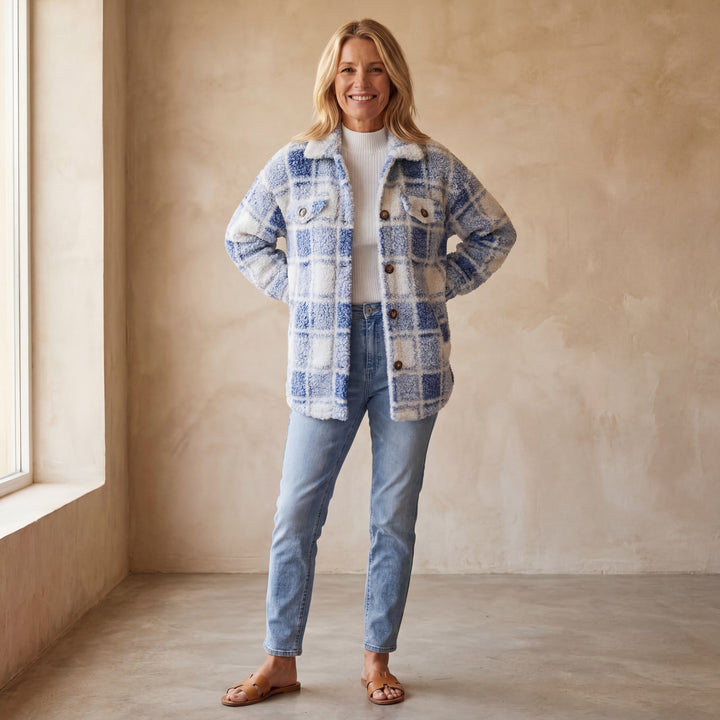 ELINARA - Polar Fleece Plaid Jacket