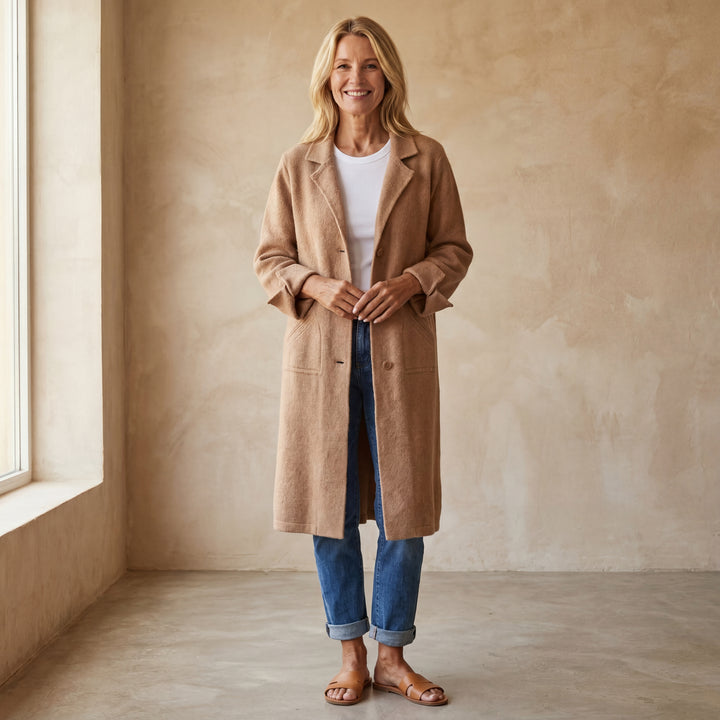 MAILA - Casual long coat with lapels