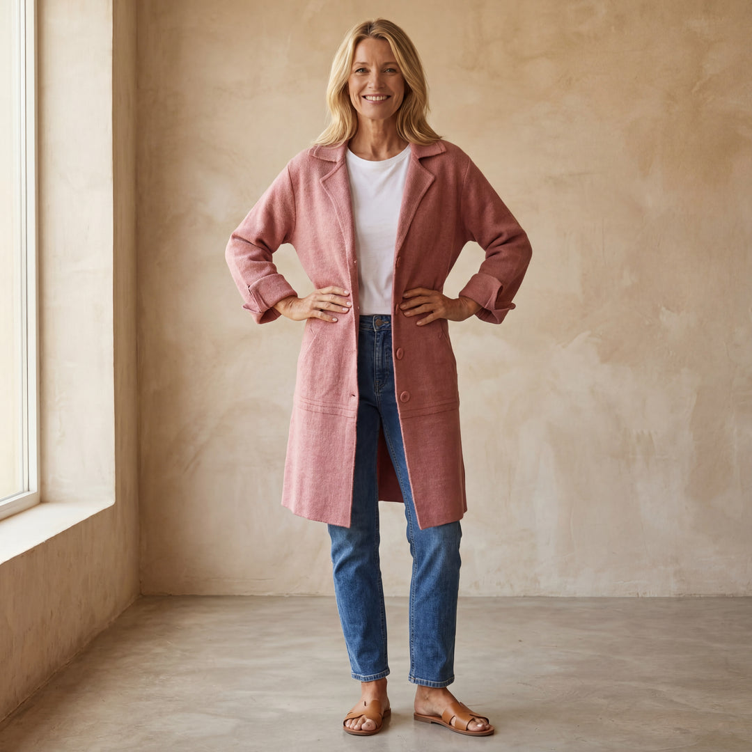 MAILA - Casual long coat with lapels