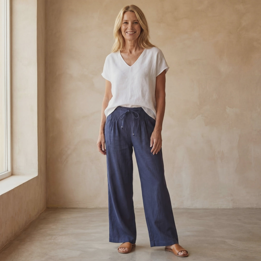 CAMILIA - COTTON AND LINEN PANTS