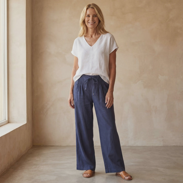 CAMILIA - COTTON AND LINEN PANTS