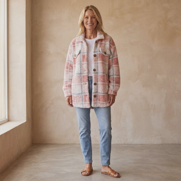 ELINARA - Polar Fleece Plaid Jacket