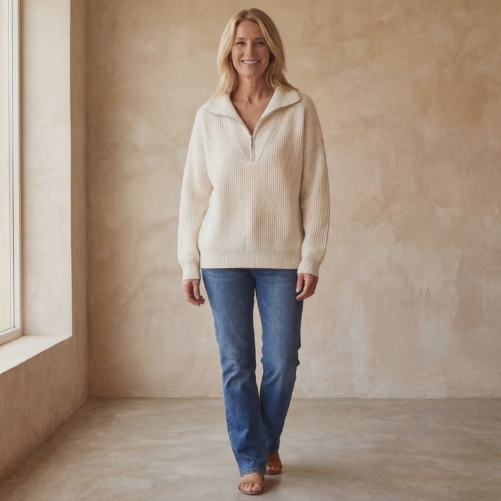 MERANA - CASHMERE QUARTER ZIP SWEATER