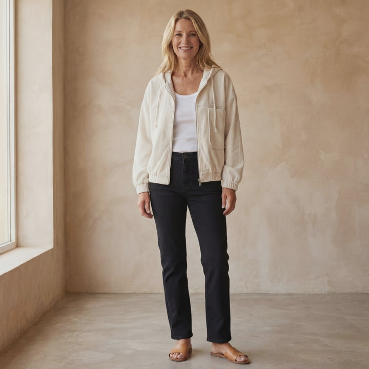 DANNA - Corduroy Hooded Zip Up Jacket