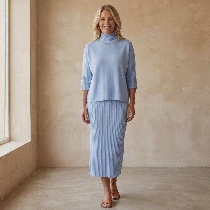 DEBARA - KNITTED SET WITH RIBBED SKIRT